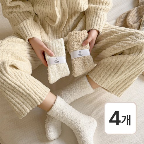 보드라움 털빠짐없는 무압박 여성 수면양말 4P 제품 이미지